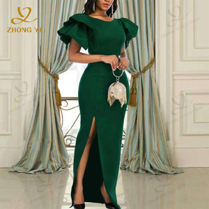 Abbigliamento personalizzato senza maniche elegante corsetto cristallizzato <span class=keywords><strong>verde</strong></span> abito <span class=keywords><strong>lungo</strong></span> di raso Maxi abito da sera donna <span class=keywords><strong>con</strong></span> <span class=keywords><strong>spacco</strong></span> - Product Image 5