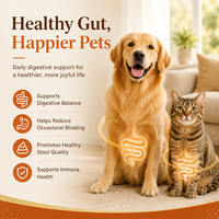 Poudre de Probiotiques et Prébiotiques Premium pour Chiens et Chats, 5 Milliards d'UFC, 12 Souches, Complément Alimentaire pour le Soutien Digestif, 72g