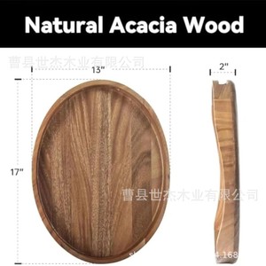 Bandeja ovalada de madera maciza Shijie con asas para servir en la cocina, sala de estar y el hogar. - Product Image 3
