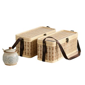 <b>Bamboo</b> Woven Mooncake Gift Box Rectangle 8 Pieces Handmade Mid Autumn Festival Packaging - Product Image 5
