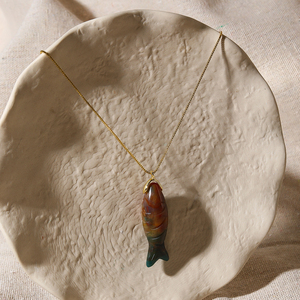 Collier pendentif en forme de poisson à la mode pierre de naissance de guérison naturelle chaînes à la mode usure quotidienne et pour cadeau parent ou ami - Product Image 4