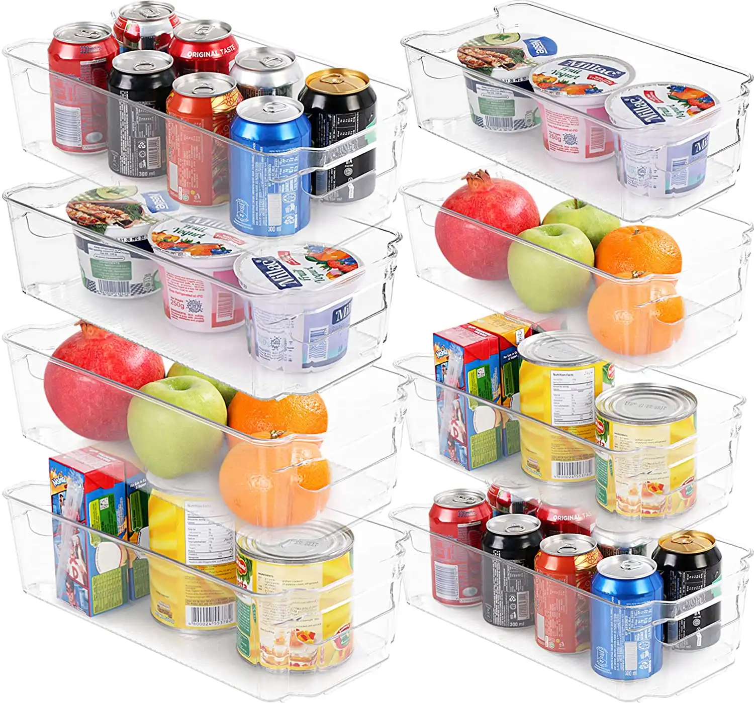 Accessoires de rangement de cuisine pour congélateur, étagères de rangement en plastique transparent sans BPA, pour les comptoirs et armoires de cuisine