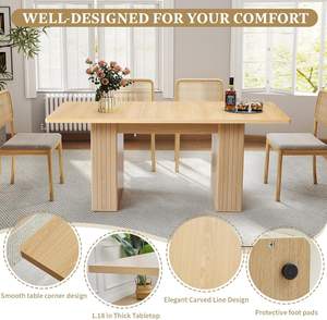 <span class=keywords><strong>Table</strong></span> à manger rectangulaire extensible minimaliste <span class=keywords><strong>avec</strong></span> pieds à double piédestal pour salle à manger ou cuisine - Product Image 6