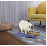 FUKUMARU Alas Kucing Bentuk Ikan, Karton Penggaruk Tahan Lama dengan Mainan Bola untuk Kucing Indoor, 2 Buah