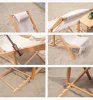 Chaise lune pliante en bois massif – Portable pour balcon, camping, parc et salon