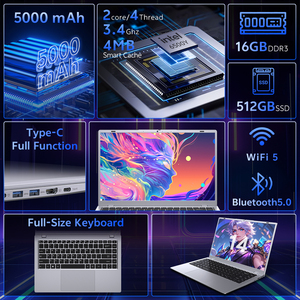 Entrega rápida 15,6 ''Business Laptop Intel 16GB RAM 128GB SSD Intel Pentium <span class=keywords><strong>Gold</strong></span> 6500Y Windows 11 Pro Laptops Brand New - Product Image 2