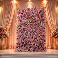 Mur de fleurs en tissu 5D à enrouler, toile de fond artificielle en soie rouge Poinsettia pour la décoration de mariage et de fête
