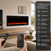 Cheminée électrique intelligente moderne de 50 pouces avec thermostat numérique, chauffage d'appoint encastré, compatible Wi-Fi, pour salon