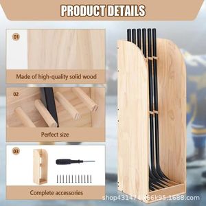 Support de rangement pour bâtons de hockey en bois, support de rangement pour bâtons de hockey sur pied, support de rangement simple en bois pour bâtons de hockey sur glace - Product Image 2
