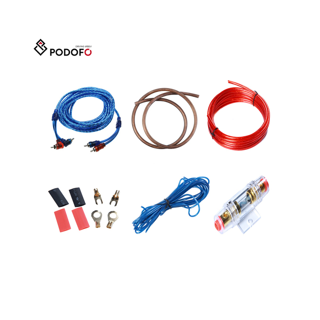 Podofo Connect the Power Amplifier Subwoofer Car Audio Cable Car Amplificador Subwoofer Wiring Kit 10GA Speaker Cable Kit OEM
