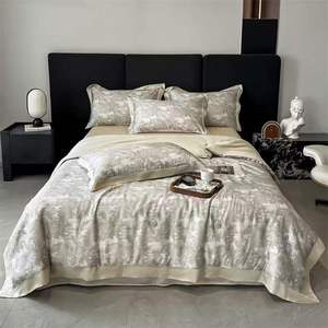 Venta al por mayor impreso personalizado precio barato <span class=keywords><strong>de</strong></span> lujo orgánico Natural Lyocell <span class=keywords><strong>verano</strong></span> <span class=keywords><strong>colcha</strong></span> 3 uds conjunto para ropa <span class=keywords><strong>de</strong></span> cama - Product Image 5