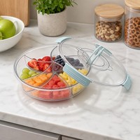 Boîte de rangement alimentaire rotative pour cuisine avec couvercle hermétique à clipser, plateau intérieur amovible et compartimenté, en PET, PP et silicone, multi-usage, portable, OEM