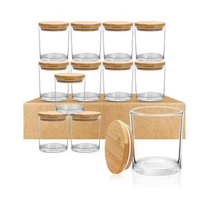 โหลแก้วใสแบบเติมได้ภาชนะใส่เทียนทรงกลมขนาด10ออนซ์พร้อมฝาปิดสำหรับเทียนคริสต์มาสแบบทำมือ - Product Image 1