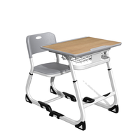 Ensemble de bureau et chaise d'école réglables modernes pour étudiants, mobilier de classe en métal avec panier de rangement pour l'école primaire