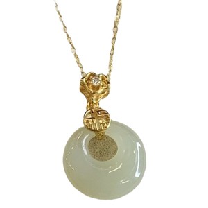 Hetian Jade Pendant Necklace Green Jade Flower Shape <b>Solitaire</b> Bezel Setting Gift For Women <b>Summer</b> 2024 - Product Image 5