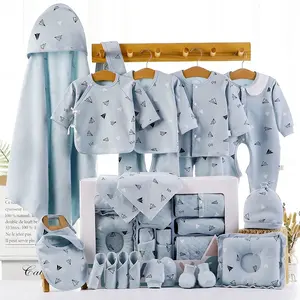 Conjunto de ropa de algodón para bebé recién nacido, caja de regalo para bebé, 18 Uds., 21 Uds., 23 Uds., azul, Rosa, Verde