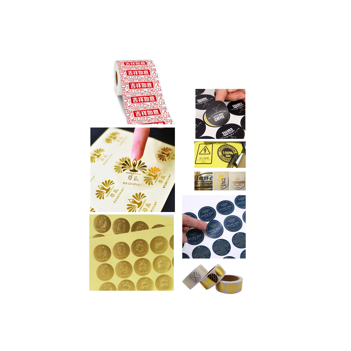 Packaging Stickers PVC Waterproof Gold and Silver Foil Custom Roll-cut Labels From Provided Designs