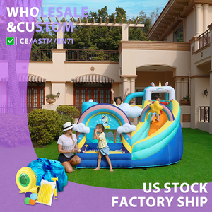 Vente en gros, Offre Spéciale : <span class=keywords><strong>Château</strong></span> Gonflable Extérieur Arc-en-ciel Nuage avec Toboggan et Zone <span class=keywords><strong>de</strong></span> Rebond Combinée pour Enfants et <span class=keywords><strong>Famille</strong></span> - Product Image 1