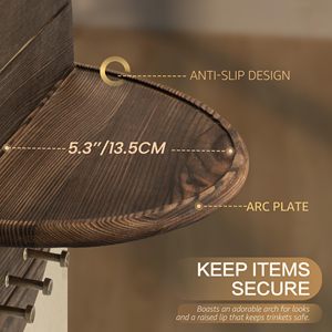 <span class=keywords><strong>Porte</strong></span>-clés mural rond en <span class=keywords><strong>bois</strong></span>, organiseur de courrier pour entrée, étagère flottante murale, crochets multiples, décoration murale vintage style ferme - Product Image 4