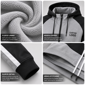 Ensemble de survêtement personnalisé pour homme, sweat à capuche zippé et pantalon de jogging, vêtements de sport athlétiques, tenue d'entraînement, fabricant OEM ODM - Product Image 3