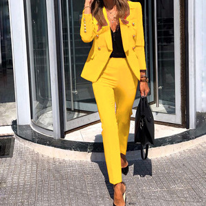 Completo da <span class=keywords><strong>Donna</strong></span> Due Pezzi <span class=keywords><strong>per</strong></span> Primavera e Inverno, Pantaloni e Blazer a Maniche Lunghe, Set Formale da <span class=keywords><strong>Ufficio</strong></span> - Product Image 4