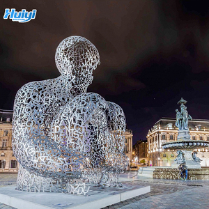 Estátua Gigante 3D de Rosto Humano para Parque ao Ar Livre, Decoração Artística Moderna em Escultura de Aço Inoxidável Polido - Product Image 4