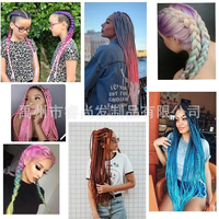Vente directe usine Commerce extérieur PVC ignifuge basse température, cheveux synthétiques effet duveteux à double trame, modèle EZB EZ Braids