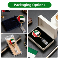 Porte-badges rétractables personnalisés Émirats Arabes Unis, porte-cartes d'identité en métal émaillé avec drapeau national, clips rétractables, cadeau souvenir Moyen-Orient, faible MOQ, réponse rapide