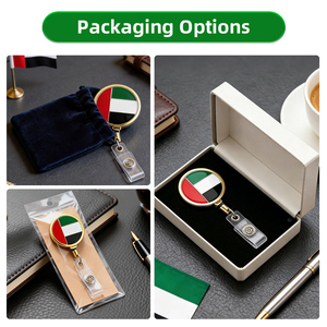 Porte-badges rétractables personnalisés Émirats Arabes Unis, porte-cartes d'identité en métal émaillé avec drapeau national, clips rétractables, cadeau souvenir Moyen-Orient, faible MOQ, réponse rapide - Product Image 6