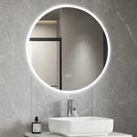 Miroir intelligent rond moderne à LED pour salle de bain avec lumière Toilette murale IP44 pour la maison et l'hôtel Miroirs de bain éclairés