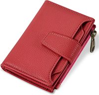 Dompet Kecil Wanita Airkit RFID Blocking Bahan PU Lembut Lipat Dua Tempat Kartu Ringkas Kantong Koin Resleting 4 Jendela ID