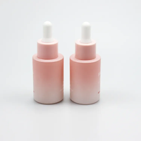Flacon compte-gouttes en verre rose dégradé de 30 ml, vide, pour sérum cosmétique, essence, flacon en verre pour soins de la peau, emballage personnalisé avec logo