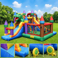 Château gonflable professionnel sur le thème de la jungle, respectueux de l'environnement, avec toboggan, en PVC, pour parc d'attractions, garantie de 3 ans