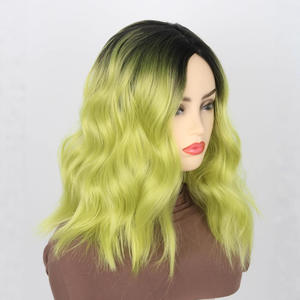 Perruque Courte Ondulée Bouclée Vert Dégradé avec Frange pour Femme – Idéale pour Soirées, Halloween, Cosplay – Cheveux en Fibre Haute Température - Product Image 3