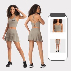 ゴルフトテニススポーツヨガウェアスポーツブラプリーツミニスカートツーピーススーツセット女性屋外テニス服カスタムロゴ - Product Image 1