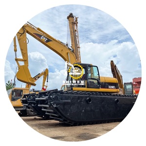 Used amphibious excavator dredger CAT 320, CAT 320C 320CL 320D 320D2 excavator, river sand dredging machine pontoon boat sides