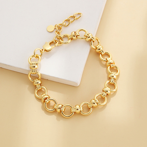 Bộ trang sức vòng tay dây chuyền mạ vàng 18K đồng mới năm <span class=keywords><strong>2025</strong></span>, tự làm charm - Product Image 1