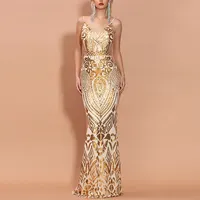 2021 זהב יוקרה שמלת נשים שמלת כלה סקסי שמלת ערב