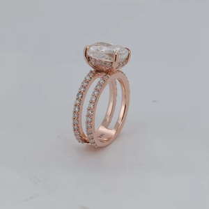 Anillo de compromiso de moissanita de 3 quilates con corte cojín, anillo de compromiso con halo oculto, solitario con corte cojín, anillo de propuesta solitario. - Product Image 1