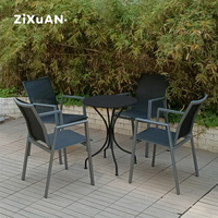 Meubles d'extérieur modernes en Tube d'acier et d'aluminium, accoudoir Design importé, Table à manger, chaise, empilables, meubles de Patio de jardin
