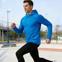 Veste pour homme en polaire respirante à capuche, demi-zip, pour sports d'hiver, polyester, élasthanne, séchage rapide, logo personnalisé