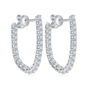 Boucles d'oreilles nœud en or rose plaqué rhodium avec moissanite pour femme - Clous d'oreilles pour mariage, anniversaire et fiançailles - Product Image 1