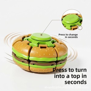 Burger Fidget Spinner 3-in-1 Burger Fidget Toy 3D Burger Vorm Magische Kubus Bal Stille Fidget Spinner voor het verlichten van werkstress - Product Image 4