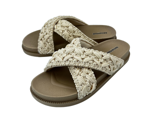2026 Eliteshoes <span class=keywords><strong>Ciabatte</strong></span> Unisex Beige <span class=keywords><strong>con</strong></span> Fasce Incrociate Elastiche Intrecciate, Sandali Casual Versatili per Interni ed Esterni - Product Image 5