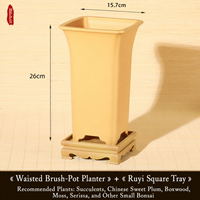 Pot Bunga Resin Persegi 15.7cm dengan Banyak Lubang Drainase Ramah Lingkungan Gaya Cina Sederhana untuk Penggunaan di Meja Taman dengan Anggrek Bonsai.