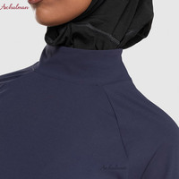 Aschulman Vêtement de Sport Musulman Personnalisé pour Femme, Tissu Noir Séchage Rapide, Tenue de Sport Modeste pour Femmes Musulmanes, Vêtement de Sport Actif Modeste