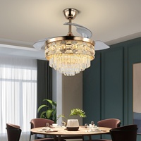 Ventilateur de plafond intelligent décoratif avec télécommande, ventilateur de plafond intelligent de luxe avec lumière, lustre pour salon