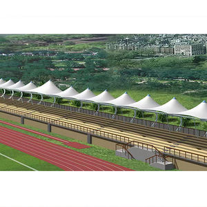 Structure de toit de tribune de stade en treillis spatial en acier avec membrane architecturale, auvent d'ombrage en tissu tendu PVDF - Product Image 2