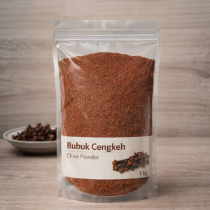 Poudre de feuilles de clou de girofle 100% pure, séchée par atomisation, qualité alimentaire, extrait végétal, conditionnée sous vide dans un récipient en plastique, culture artificielle, été - Product Image 1