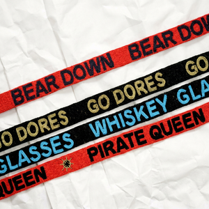 Correa de algodón bordada personalizada con cuentas de cristal Bear Go Dores, artesanía curiosa hecha a mano con temática de cruz, forma rectangular, decoración personalizada - Product Image 1